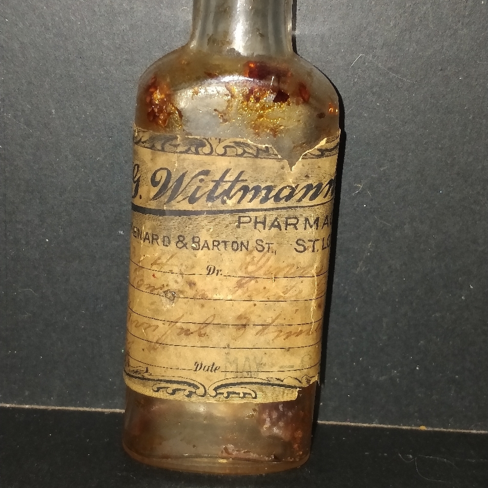Antique medicine bottle, A.g Wittman pharmacy